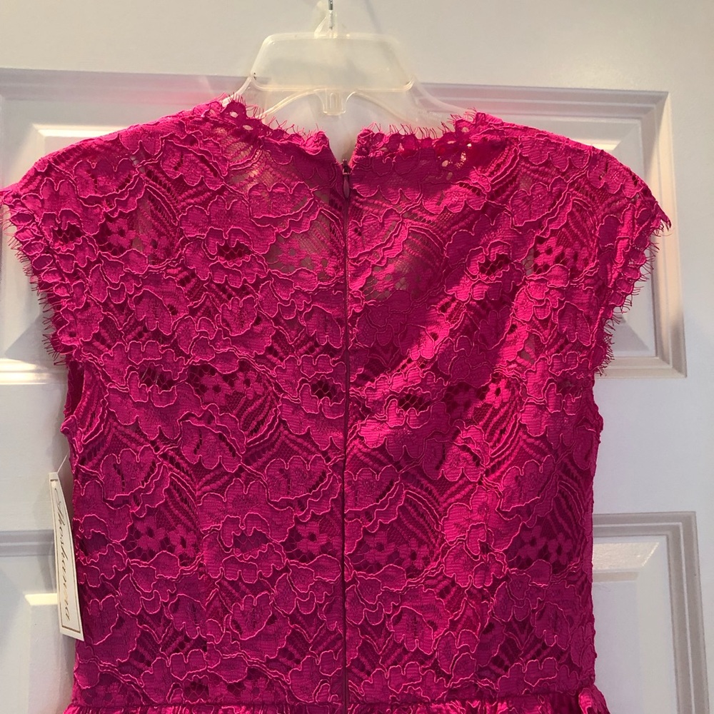 NWT Hot Pink Fit & Flare Lace Shoshanna Dress sz 0 - Picture 7 of 7